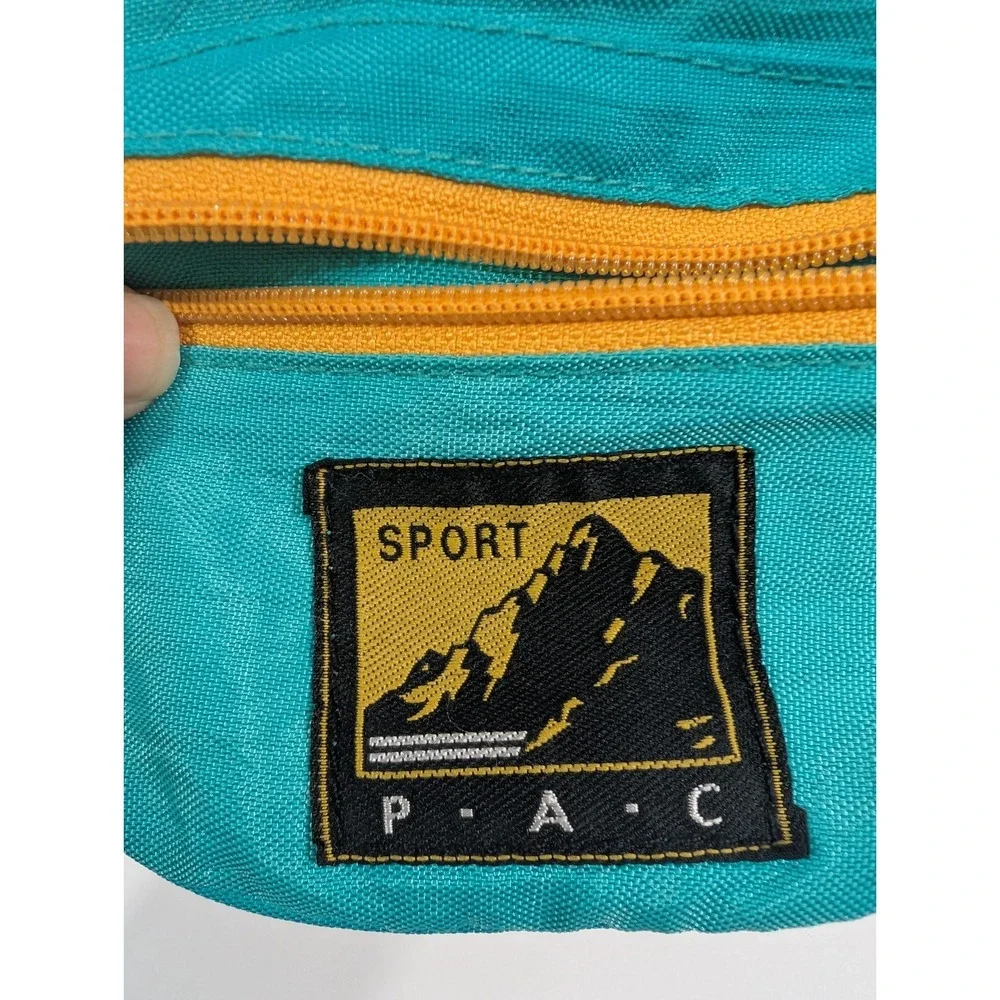 Vintage Sport P.A.C. Fanny Pack Teal Turquoise Yellow Neon Retro Hip Bag Waist